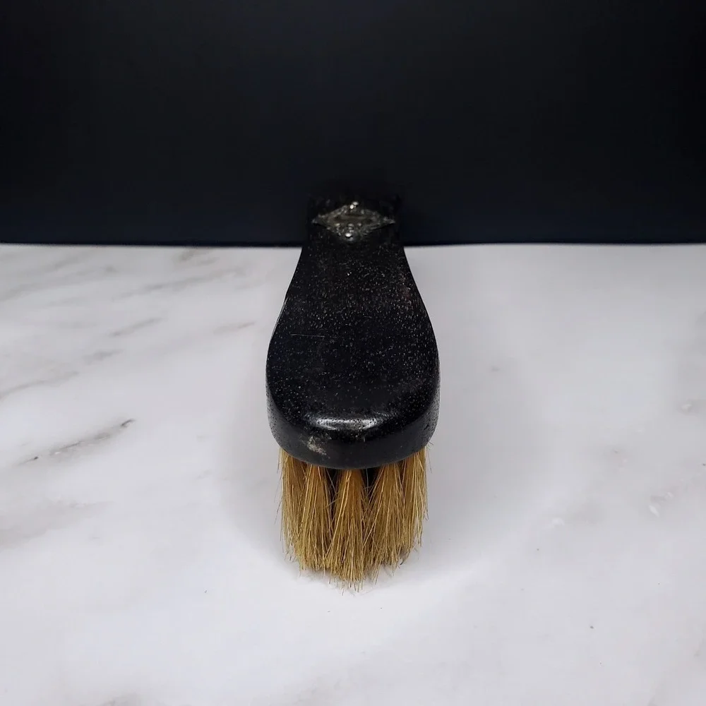 ANTIQUE Edwardian Victorian EBONY & Sterling Silver Inlay Clothes Brush